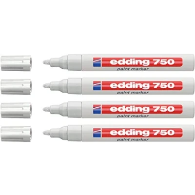 Afbeelding van Edding 750 viltstiften, onuitwisbaar, voor industrieel gebruik, 2 4 mm, wit, stuks