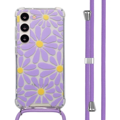 Afbeelding van imoshion Design hoesje met koord voor de Samsung Galaxy S23 Tropical Violet Flowers Connect