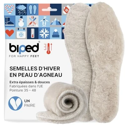 Afbeelding van biped Hoogwaardige lamsvacht inlegzolen van echt bont wit en onderkant met wolvilt ingenaaide rand extra dik warm schoenzolen natuurlijk lamsvel z1022 (48)