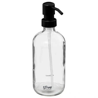 Afbeelding van 5five Zeeppompje/zeepdispenser van glas transparant 450 ml