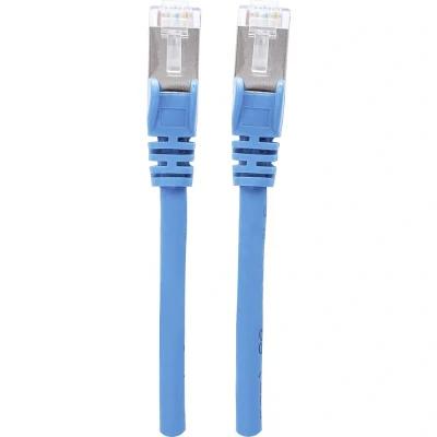 Afbeelding van Intellinet 740791 RJ45 Netwerkkabel, patchkabel CAT 6A S/FTP 1.50 m Blauw Folie afscherming, Afscherming gevlochten, Afgeschermd, Halogeenvrij 1 stuk(s)