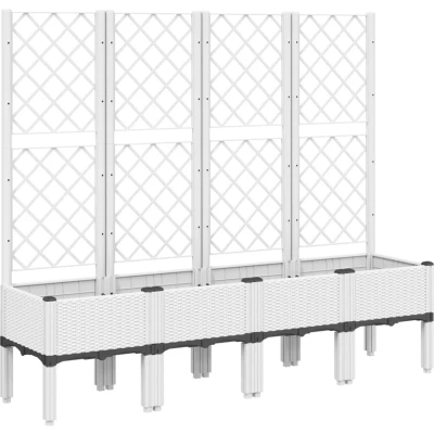 Afbeelding van Plantenbak met latwerk 160x40x142 cm polypropeen wit