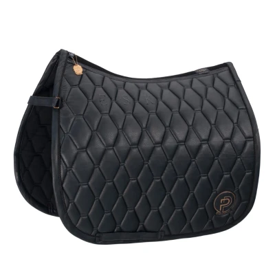 Image de Eskadron Platinum Tapis de Selle Dressage Metallic Faux Leather Noir Poney