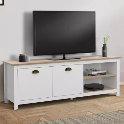 Image de Meuble TV 140 cm vintage ISIS bois et blanc