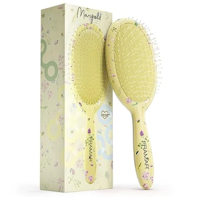 Image de FRAMAR Brosse à cheveux démêlante Brosses humides pour femme, (Fleurs jaunes)