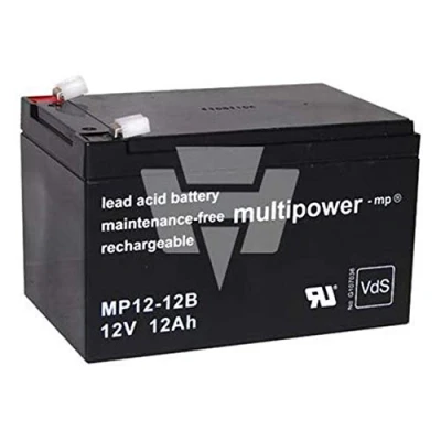 Afbeelding van multipower MP12 12B Loodaccu 12 V Ah Loodvlies (AGM) (b x h d) 98 151 mm Kabelschoen 6.35 Onderhoudsvrij, Geringe zelfontlading,