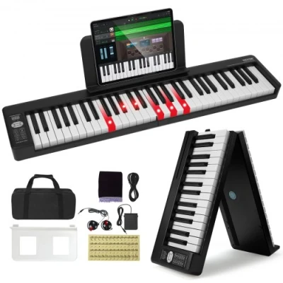 Image de VEVOR Clavier Piano Pliable Numérique 61 Touches Portable Bluetooth MIDI Noir