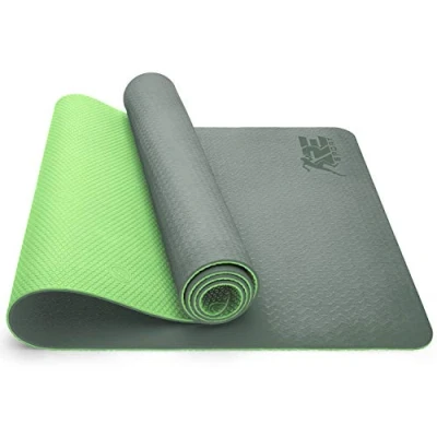 Afbeelding van Yogamat, grijs dblauw, 183 x 61 0,6 cm, fitnessmat, gymmat, gymnastiekmat, logo