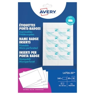 Afbeelding van Badgekaart Avery L4726 20 40x75mm microperforatie