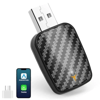 Afbeelding van draadloze Android auto en Carplay 2 in 1 adapter, zet bekabelde / om draadloos, geschikt voor auto&#039;s met AA Carplay, USB C/A kabel