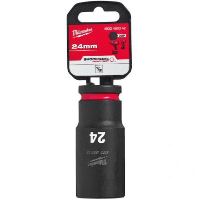 Afbeelding van MILWAUKEE 4932480342 SHOCKWAVE IMPACT DUTY 1/2&quot; slagvaste dop diep 24 mm