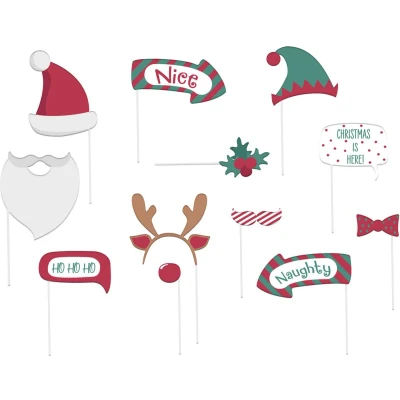 Afbeelding van Folat Photobooth accessoires Holly Jolly Christmas (12 stuks)