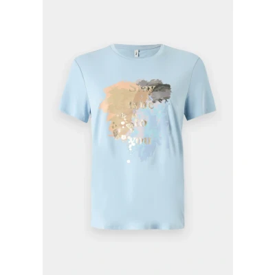 Afbeelding van ONLY Onlfree Tshirt print, Dames, Maat: Large, Light blue