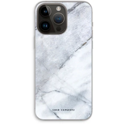 Afbeelding van Case Company® hoesje geschikt voor iPhone 14 Pro Max Witte marmer Soft Cover Telefoonhoesje Bescherming aan alle Kanten en Schermrand
