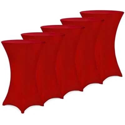 Afbeelding van Statafelrok 5 Stuks Ø 80 85cm Stretch Bordeaux Rood