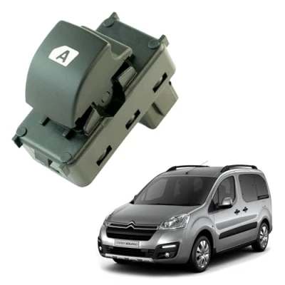 Afbeelding van Raamknop compatibel met Berlingo 2 en Partner (2008 2018) raamschakelaar voor links of rechtsvoor (bestuurder passagier) 6490HQ