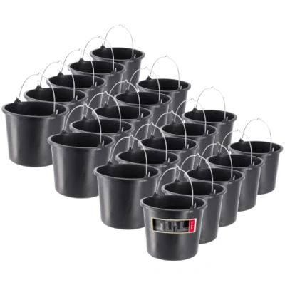 Afbeelding van KADAX 20 stuks kunststof bouwemmers 5 liter Voor tuin bouwplaats Wateremmer, stevig cement tuin, Zwart