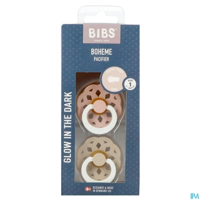 Image de Bibs 1 Sucette Boheme Duo Glow Dark Blush&amp;vanilla