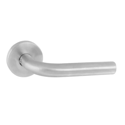 Afbeelding van Intersteel Deurklink RVS recht op geveerde kunststof rozet met nokken Ø55x8 mm