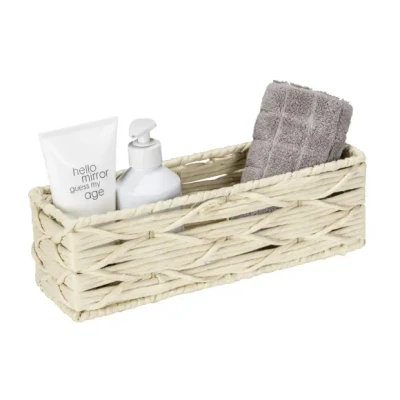 Afbeelding van Vabriano Badkamerbox, opbergmand van net, voor badkamer en kantoor, 32 x 10 cm, boho stijl, beige