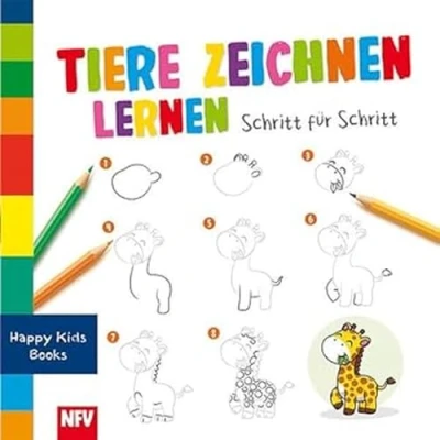 Afbeelding van Tiere zeichnen lernen Schritt für Schritt: Happy Kids Books