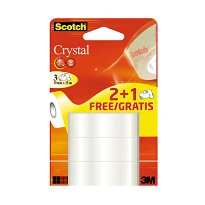 Afbeelding van Scotch Crystal tape, 19 mm x 15 m,2 rollen + 1 gratis tape