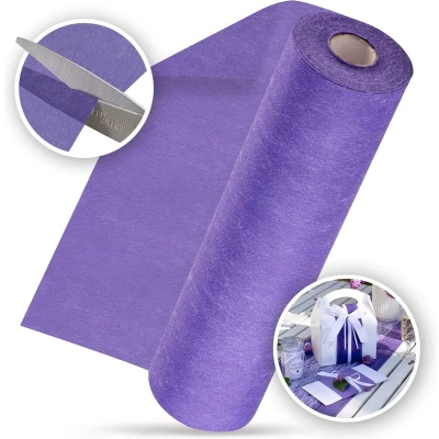 Afbeelding van 100%Mosel tafelloper vlieseline in paars (30 cm x 25 m), elegante tafeldecoratie voor verjaardagen en bruiloften, kleurrijke versiering speciale gelegenheden