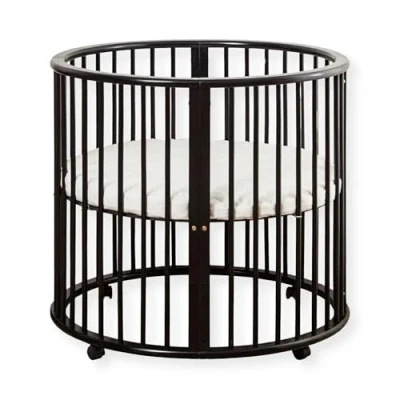 Afbeelding van Buxibo Baby Box Ronde Houten Speelbox Playpen Inclusief Matras 91x91x85 cm Zwart
