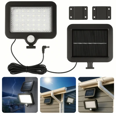 Afbeelding van Cheqo Solar Buitenlamp met Bewegingssensor Lamp Sensor Buitenverlichting op Zonne energie Wandlamp Zonnepaneel