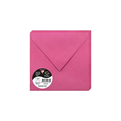Afbeelding van Clairefontaine 5573C verpakking met 20 enveloppen, rubber, vierkant, 16,5 x cm, 120 g/m², kleur: roze, fuchsia, uitnodigingen voor evenementen en perfecte pasvorm serie pollen premium papier glad