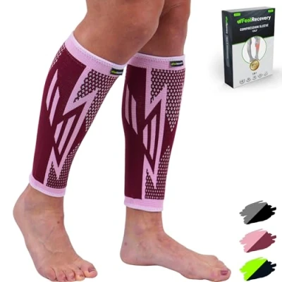 Afbeelding van Compressiemanchetten voor dames en heren, kuitondersteuning hardlopen, periostitis, spierspanning krampen, compressiesokken benen, ademend antislip, 2 stuks (groen, M)