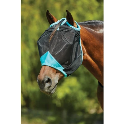 Image de Weatherbeeta Masque Anti Mouches Comfitec Deluxe Fine Mesh Noir/Turquoise Full
