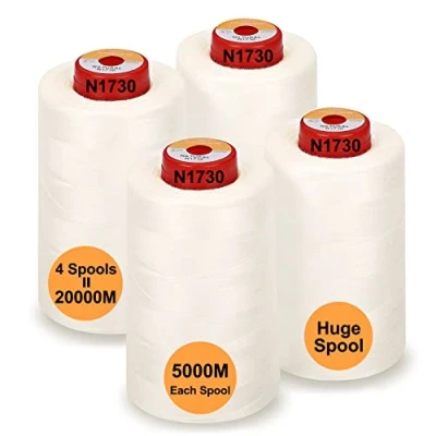 Afbeelding van New brothread 28 opties 4 grote kegel van 5000 m voor alle doeleinden polyester 40S/2 (Tex27) naaien, quilten, patchwork, overlock Natural
