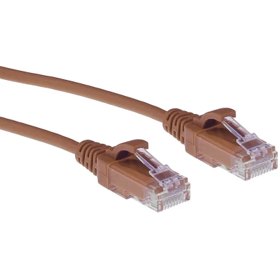 Afbeelding van ACT DC9230 LSZH U/UTP CAT6 Datacenter Slimline Patchkabel Snagless RJ45 connectoren Bruin 15 cm