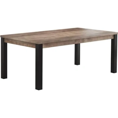 Image de Table à manger Emile 10 Personnes Mélamine chêne brun Tabac et noir mat L200 x P100 H77 cm