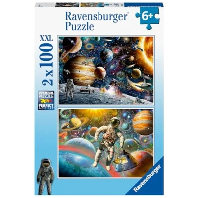 Afbeelding van Ravensburger Kinderpuzzel puzzels 2 x 100 p in de ruimte vanaf 6 jaar 80562