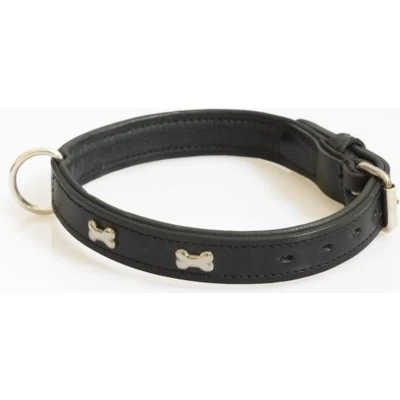 Afbeelding van Hondenhalsband met nikkelen botjes zwart 60 cm