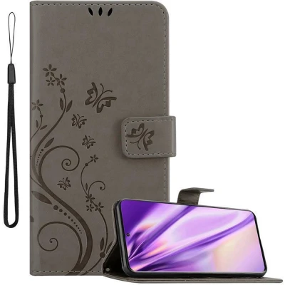Afbeelding van Cadorabo Hoesje geschikt voor Samsung Galaxy S20 in BLOEMEN GRIJS Beschermhoes bloemmotief met magnetische sluiting, standfunctie en kaartsleuven Book Case Cover Etui