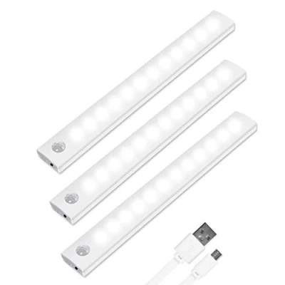 Afbeelding van Vicloon Kastverlichting met bewegingssensor, 3 verpakkingen 12 led kastlampen, automatische kastverlichting, aan/uit, automatisch kastnachtlampje, oplaadbaar, draadloos magneetstrips voor kast, trap
