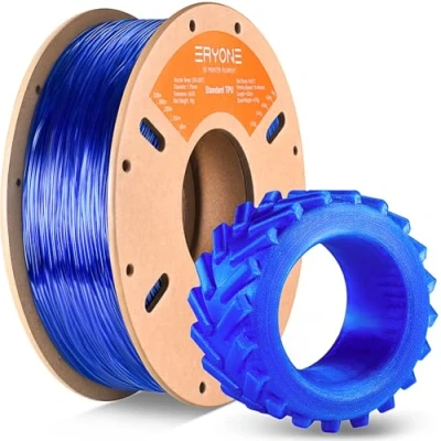 Afbeelding van ERYONE TPU filament 1,75 mm, 3D printerfilament TPU, 1 kg, spoel, +/ 0,05 95 A, blauw transparant