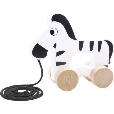 Afbeelding van Tooky toy Zebra Houten Trekfiguur 18 maanden Zwart/Wit