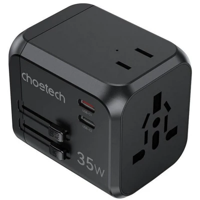 Afbeelding van Choetech PD30W USB C Universele Reislader Wereldstekker Zwart