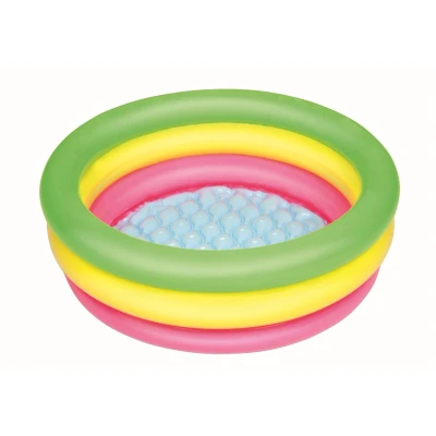 Afbeelding van Bestway Opblaasbaar Kinderzwembad 3 Ringen Gevoerde Bodem 70x24 cm +2 Jaar Tuin 51128