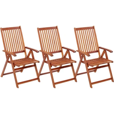 Afbeelding van Tuinstoelen inklapbaar 3 st massief acaciahout