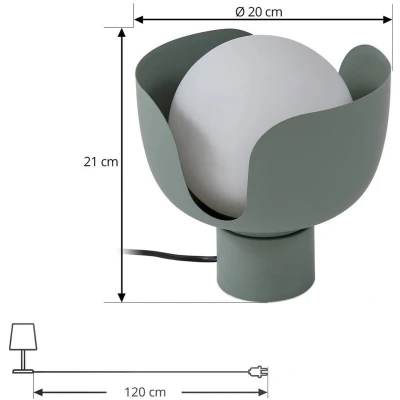 Afbeelding van Lindby Fiora tafellamp, groen, glas, metaal, Ø 20 cm