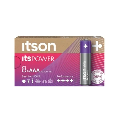 Afbeelding van ITSON, itsPOWER AAA alkaline battery, pack of 8, LR03IPO/8CB