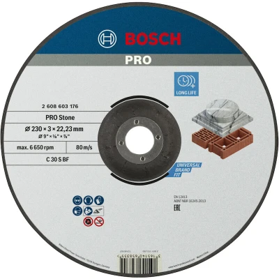 Image de BOSCH 2608603176 disque à tronçonner courbé Standard pour Stone C 30 S, 230 x 22,23 3 mm