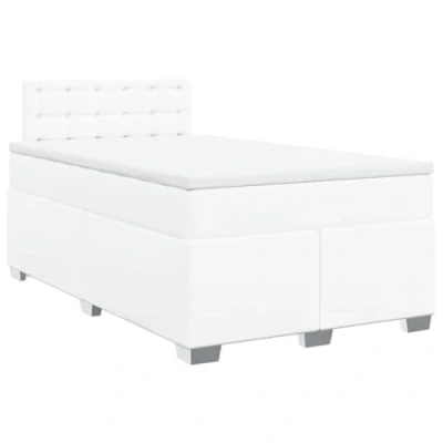 Image de vidaXL Sommier à lattes de lit avec matelas blanc 120x190cm similicuir