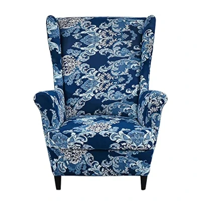 Afbeelding van CHNSHOME Stoelhoezen met bof, stoelhoes, elastisch, 1 zits, stoelhoes bedrukte oren, hoezen voor vleugelstoelen