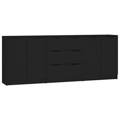 Image de vidaXL Buffets 3 pcs noir bois d&#039;ingénierie3309993
